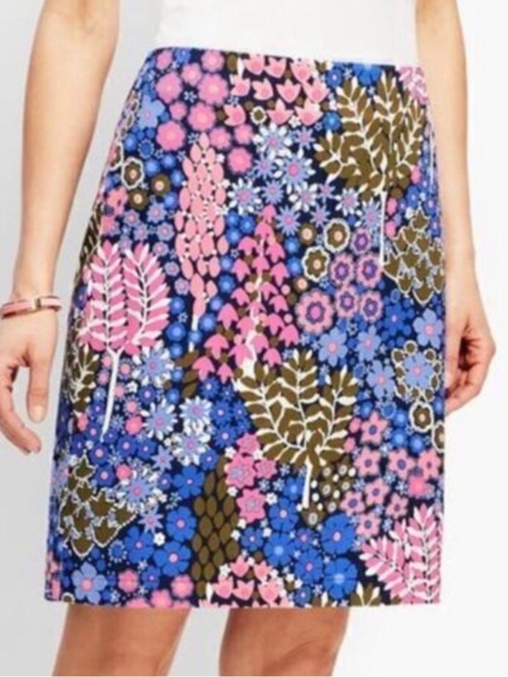 Talbots Blue, Pink & Brown Floral Mini Skirt Size 16